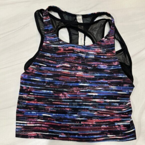 Lululemon White & Black Nulux Hinshu Alpine Break Free Crop Tank Bra Size 2 - Picture 2 of 9